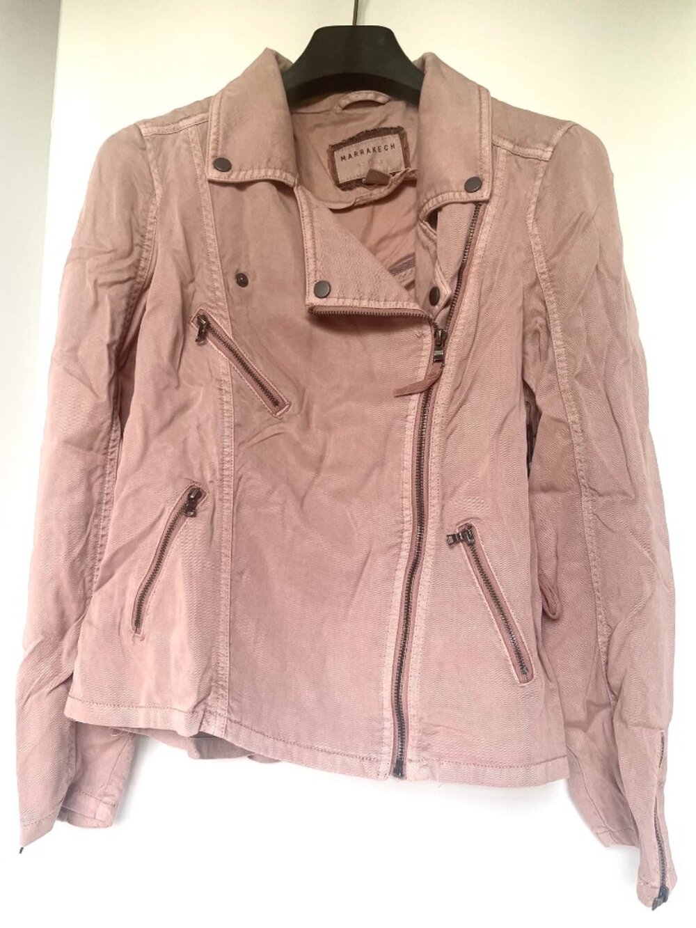 Anthropologie Marrakech Moto Jacket XS Pink Tencel Lightweight Biker